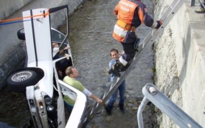 Auto landet im Kelchbach